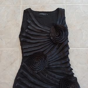 NWOT Black Sheath Dress with Ruffle Detail